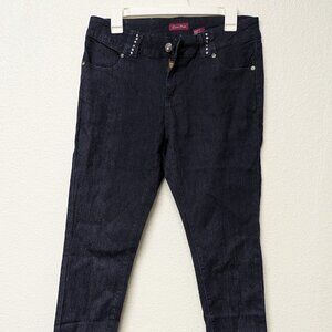 Levanta Pompis Women's Navy Blue Jewel-Accent Studs Button-Pocket Jeans - 13